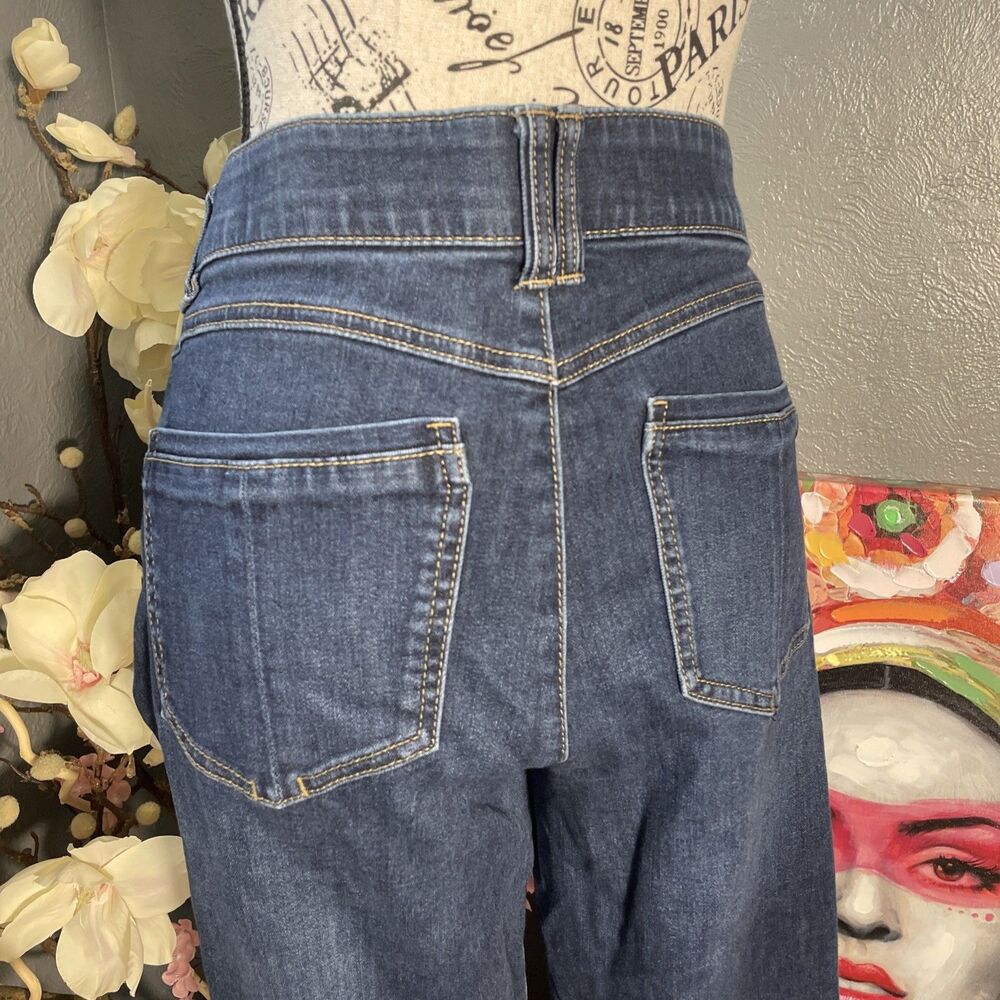 Democracy "Ab"solution Itty Bitty Bootcut Blue Jeans Women's 10 Whiskers Stretch - Picture 9 of 12